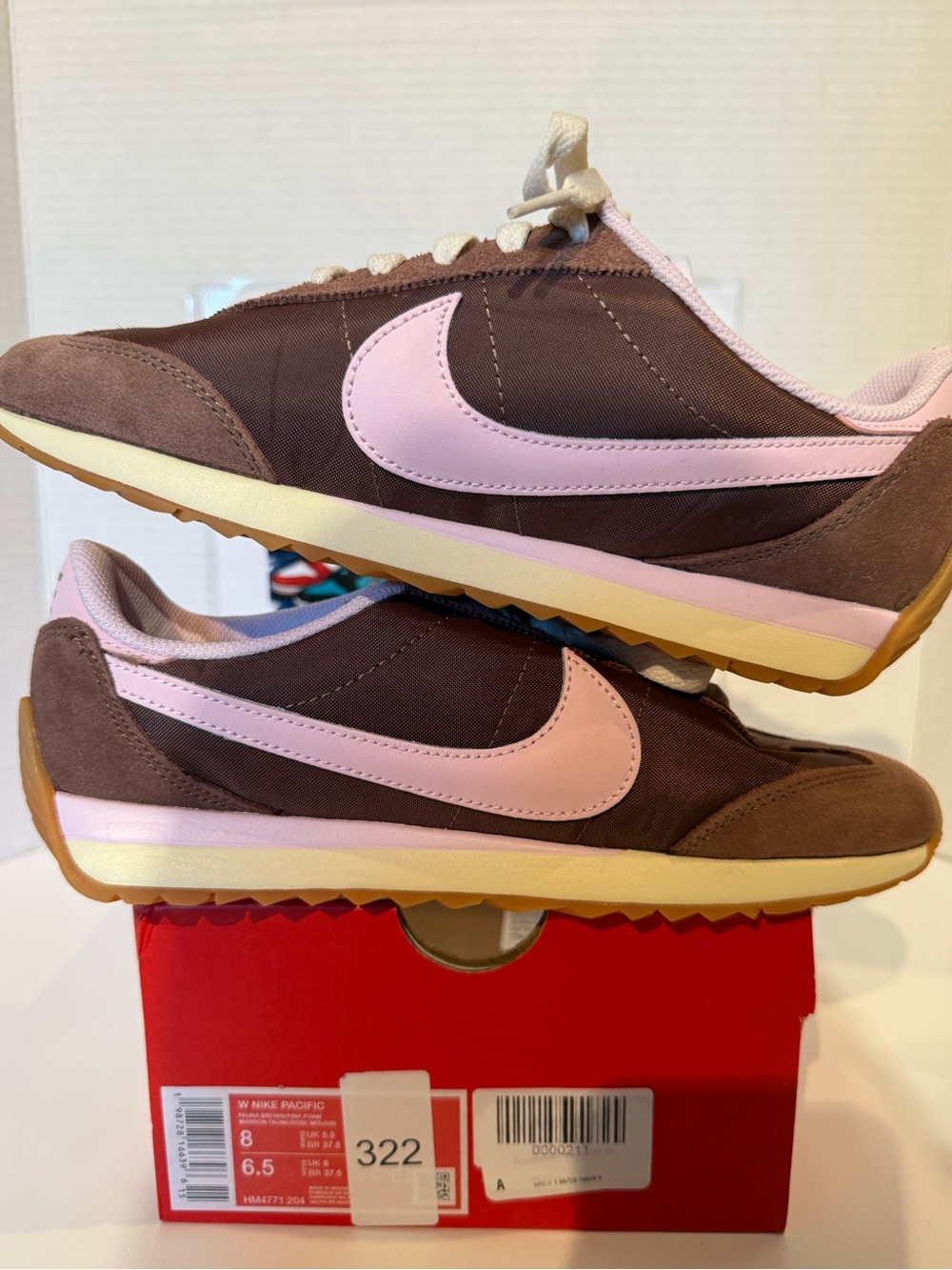 Nike Women’s Pacific Retro Runner Sneakers in Brown and Pink - Picture 2 of 4